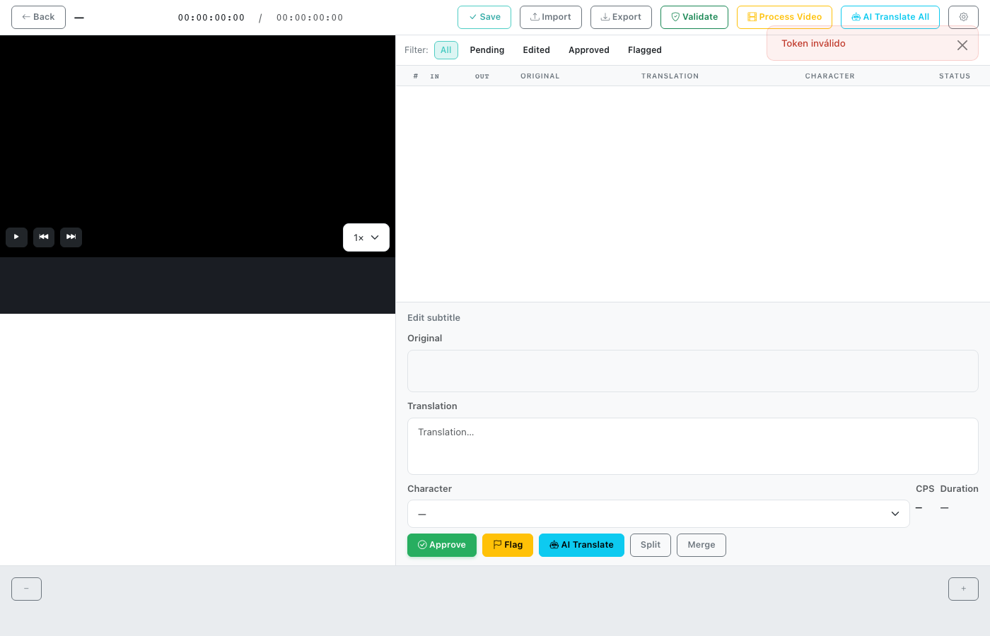 Media localization subtitle editor